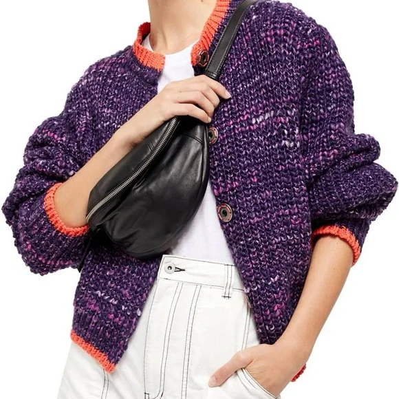 Free People Purple Combo Knit Cardigan-NWT - Picture 3 of 16